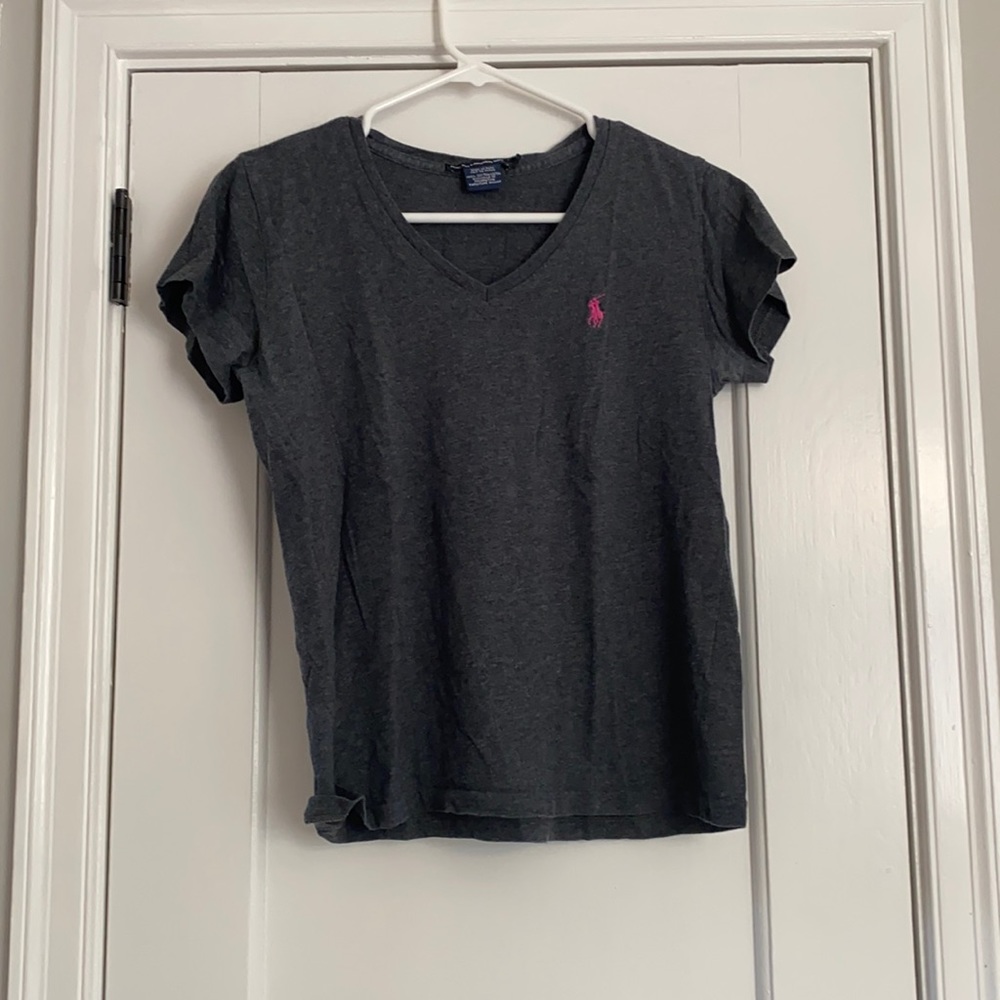 Dark Gray Ralph Lauren Sport V-Neck Tee